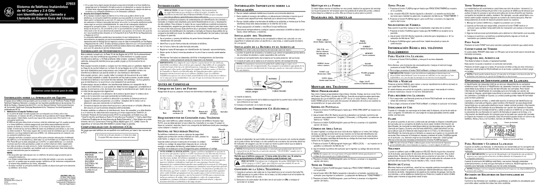 GE 00004236 Introducción, Información Importante sobre la Instalación, Diagrama del Auricular, Antes de Comenzar 