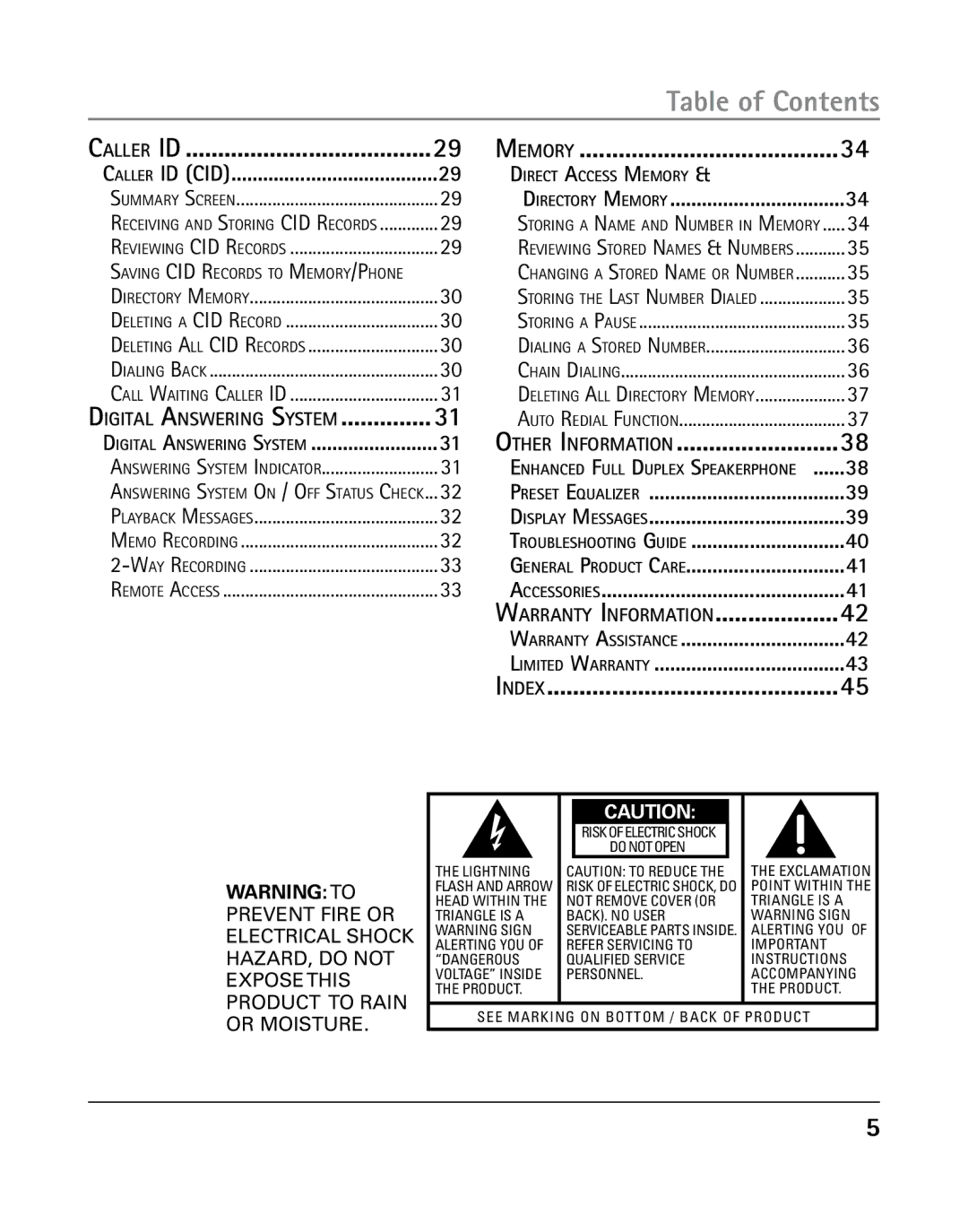 GE 25205, 00019577 manual Arranty I nformation, Ther I nformation 