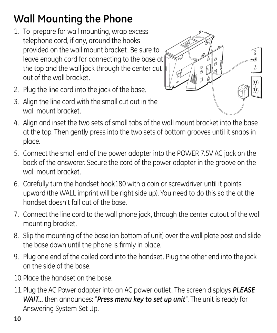 GE 00023598 manual Wall Mounting the Phone 