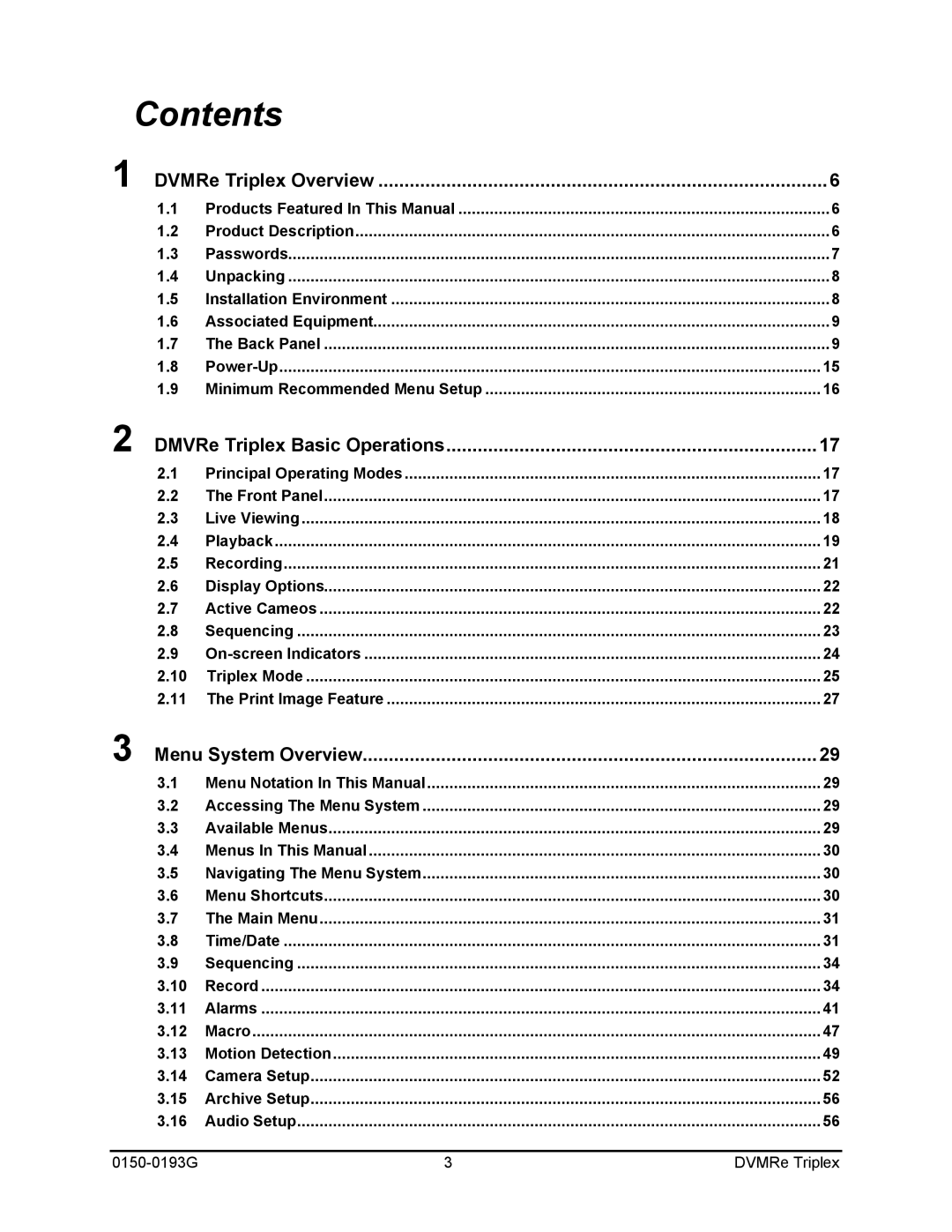 GE 0150-0193G manual Contents 