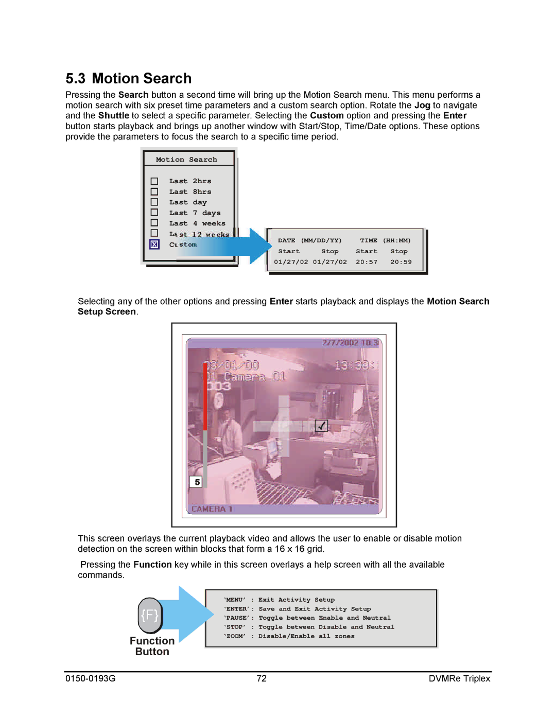 GE 0150-0193G manual Motion Search, Function Button 