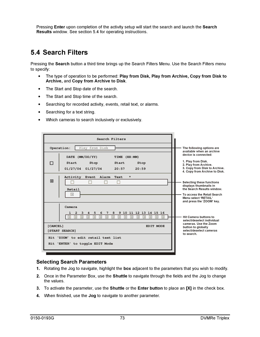 GE 0150-0193G manual Search Filters, Selecting Search Parameters 