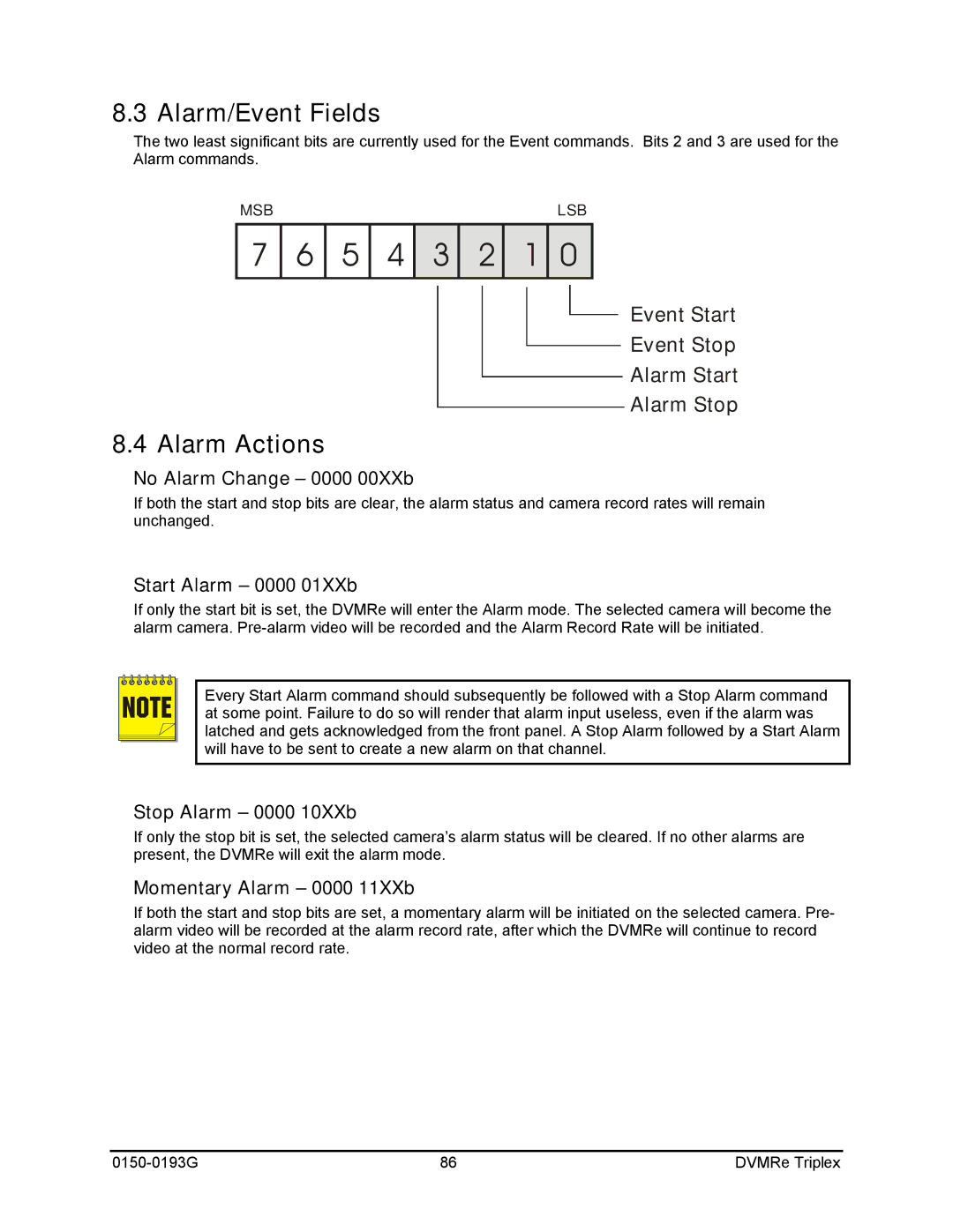 GE 0150-0193G manual Alarm/Event Fields, Alarm Actions 