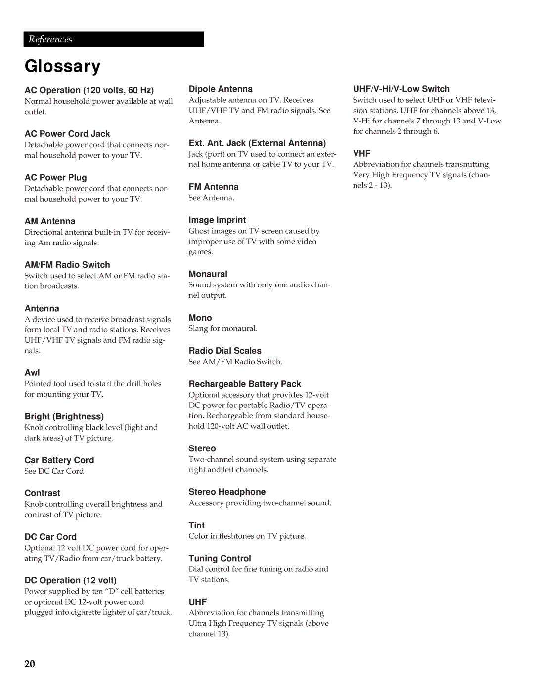 GE 05GP005 manual Glossary, References 