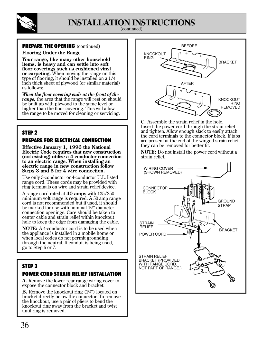 GE 10-95 CG warranty Step 