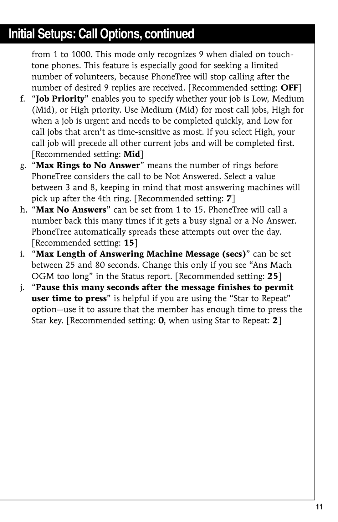 GE 10/02 Network operating instructions Initial Setups Call Options 