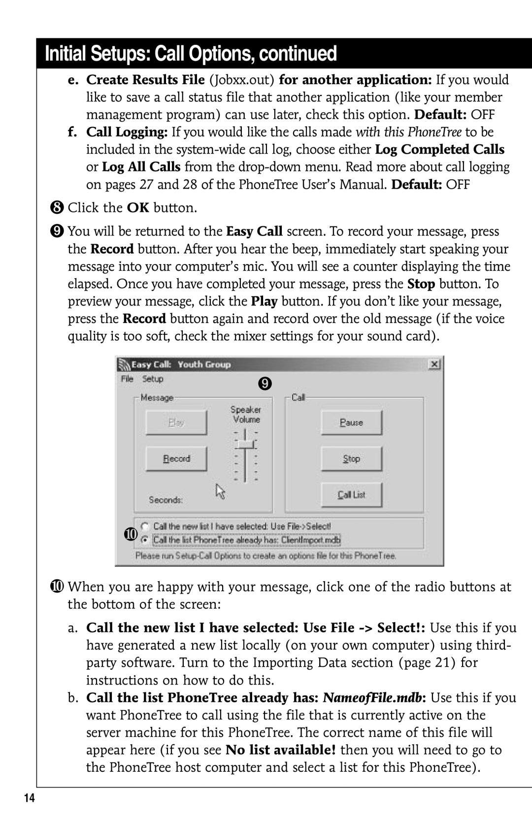 GE 10/02 Network operating instructions Initial Setups Call Options 