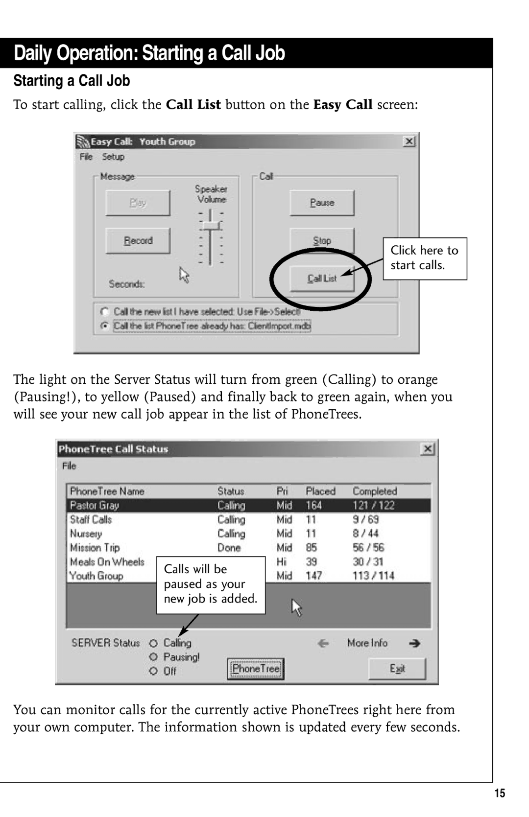 GE 10/02 Network operating instructions Daily Operation Starting a Call Job 