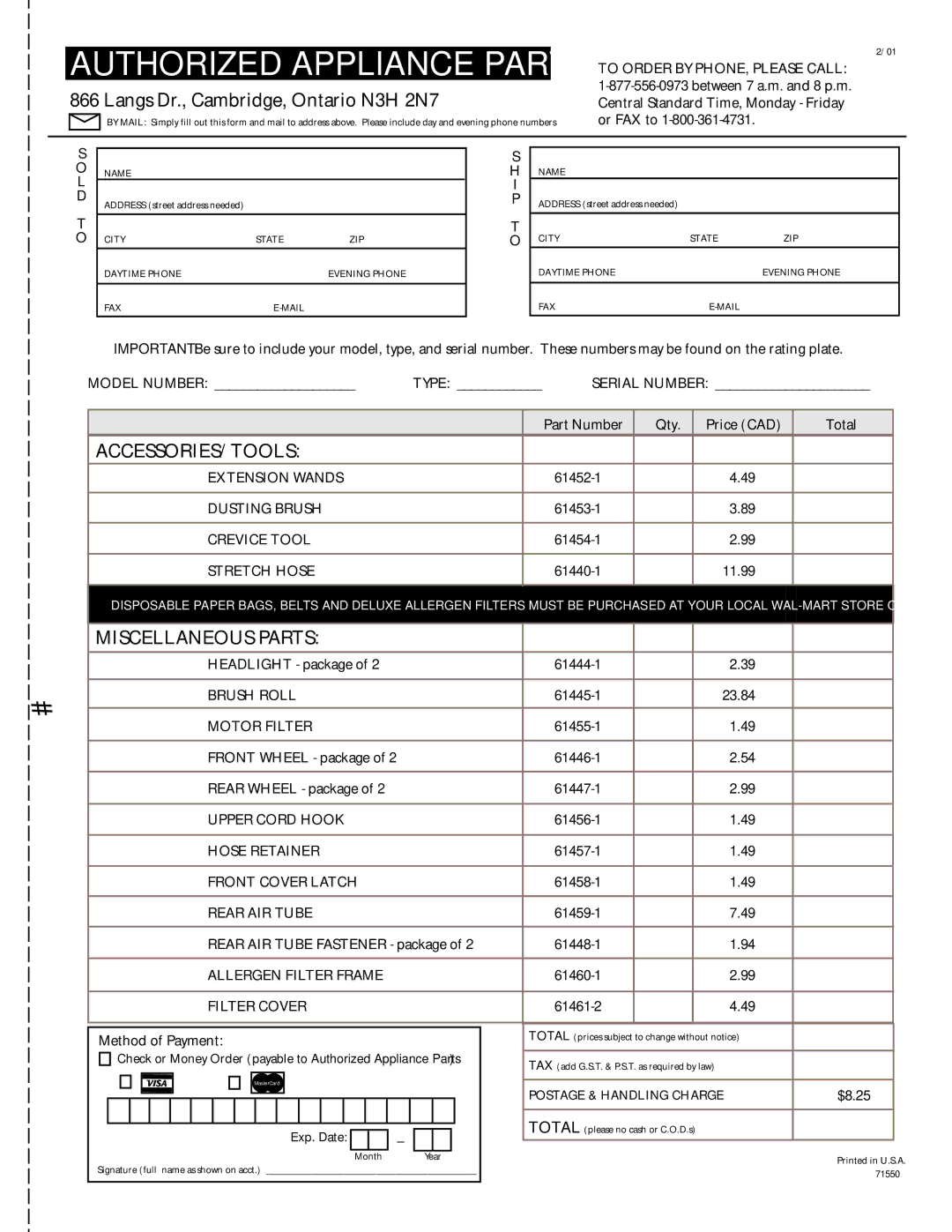 GE 71415, 106585 warranty Authorized Appliance Parts 