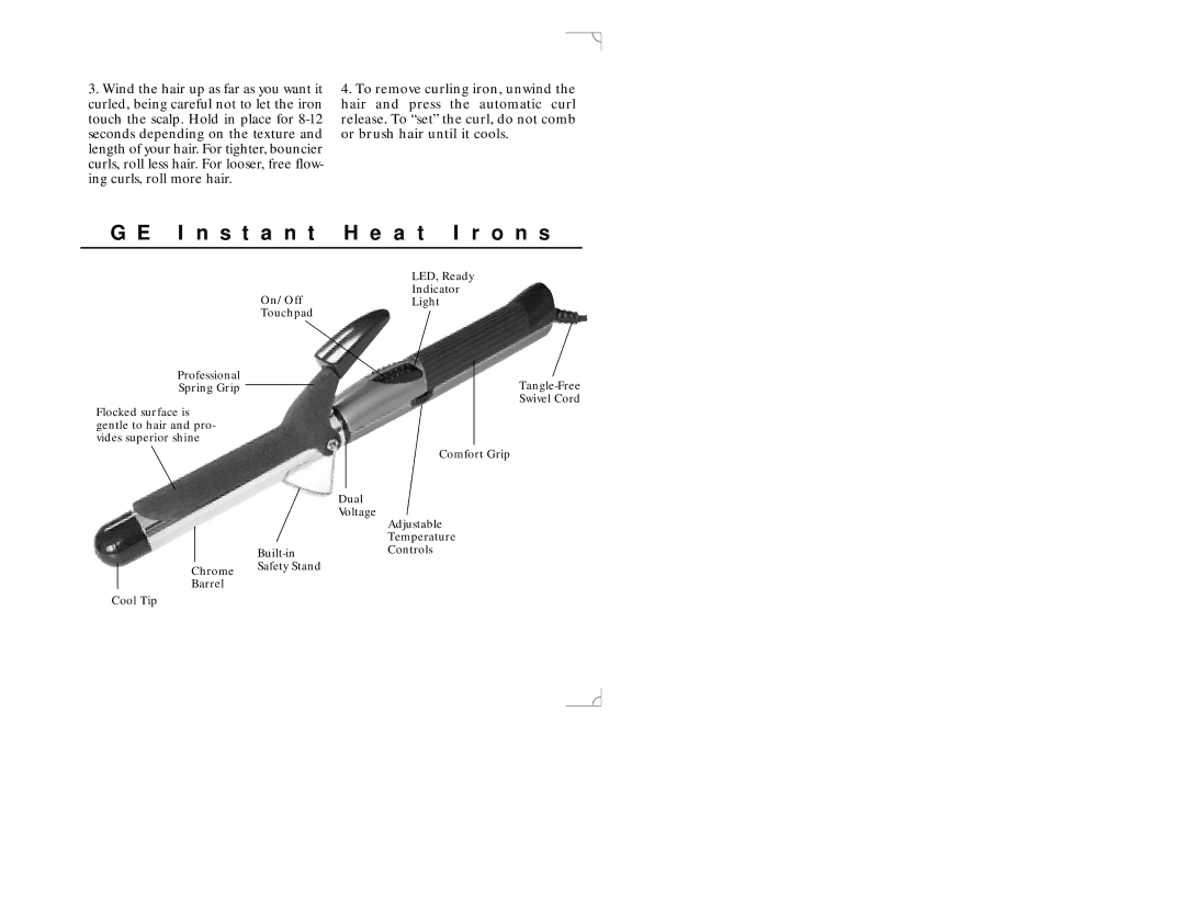 GE 106608 instruction manual I n s t a n t H e a t I r o n s 