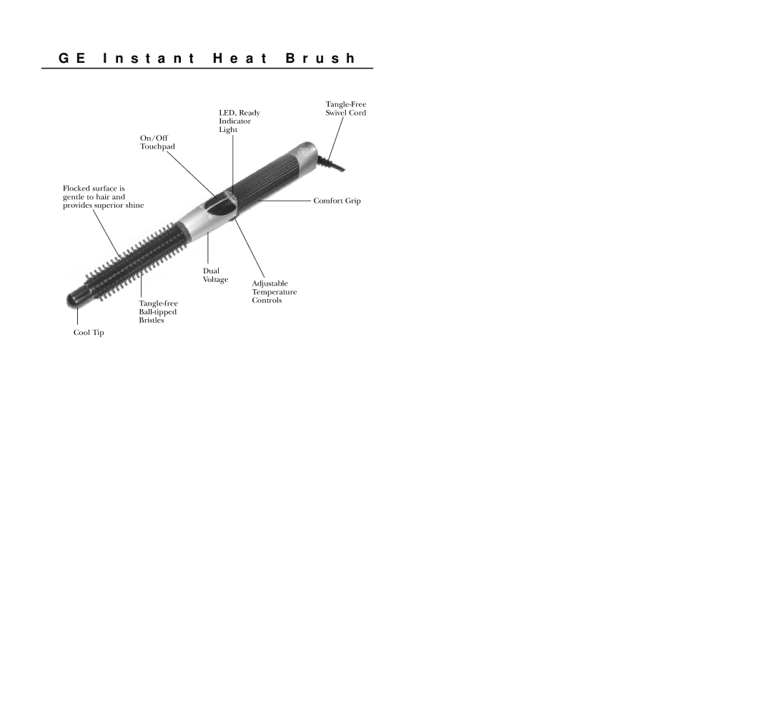 GE 106628, 00GE26055 instruction manual I n s t a n t H e a t B r u s h 