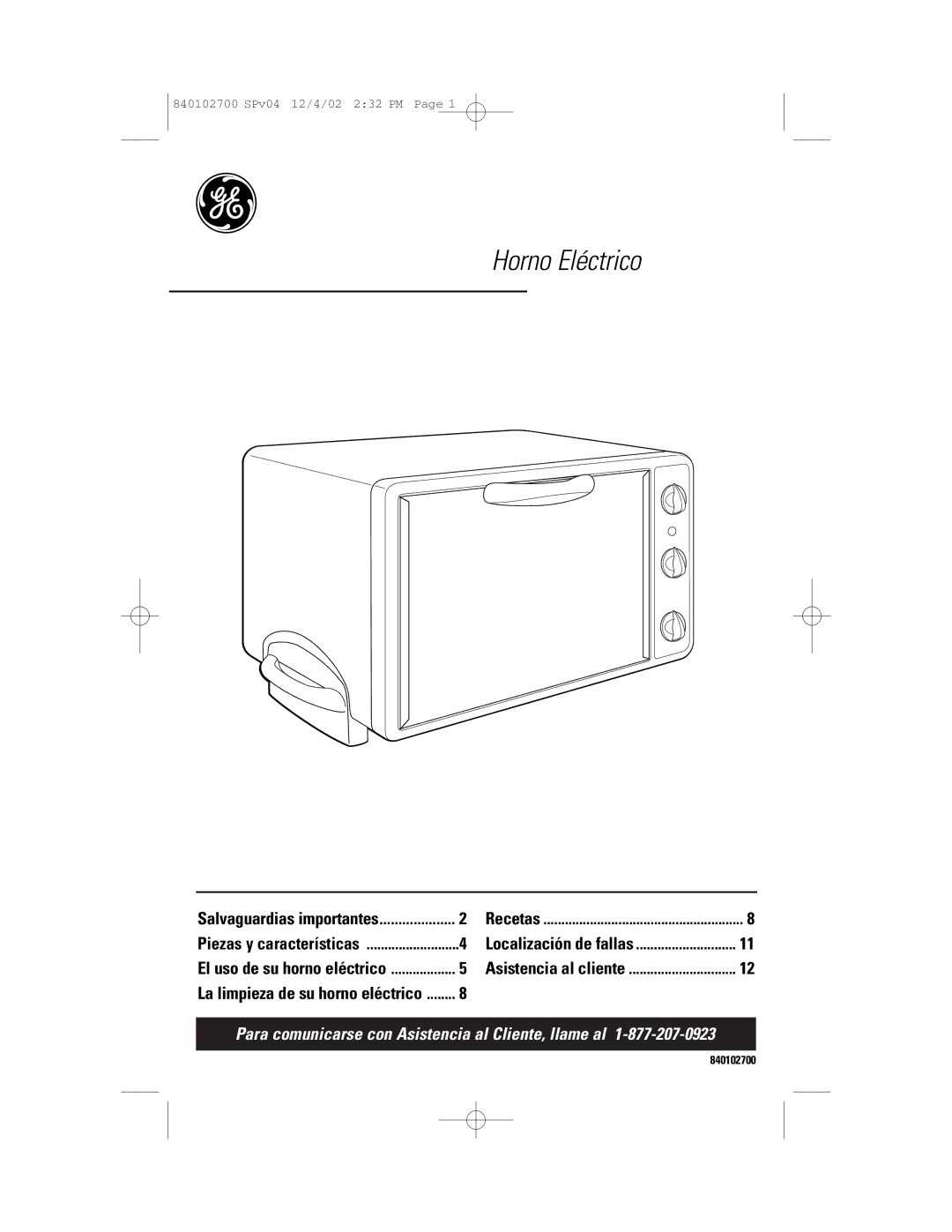 GE 106686 manual Horno Eléctrico 