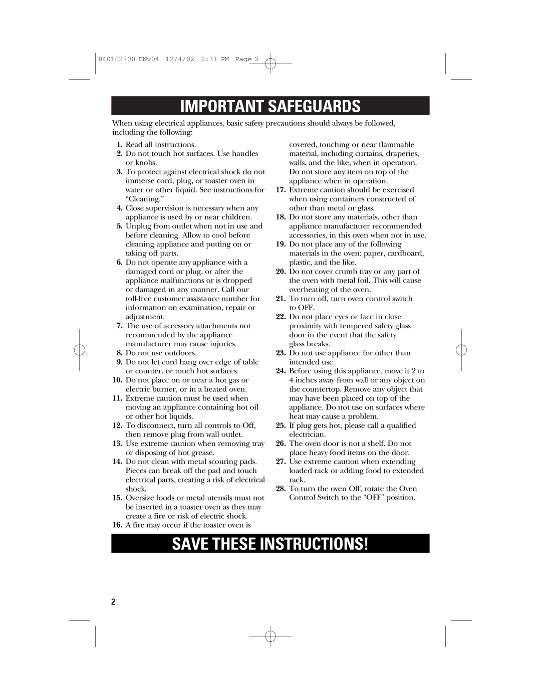 GE 106686 manual Important Safeguards 