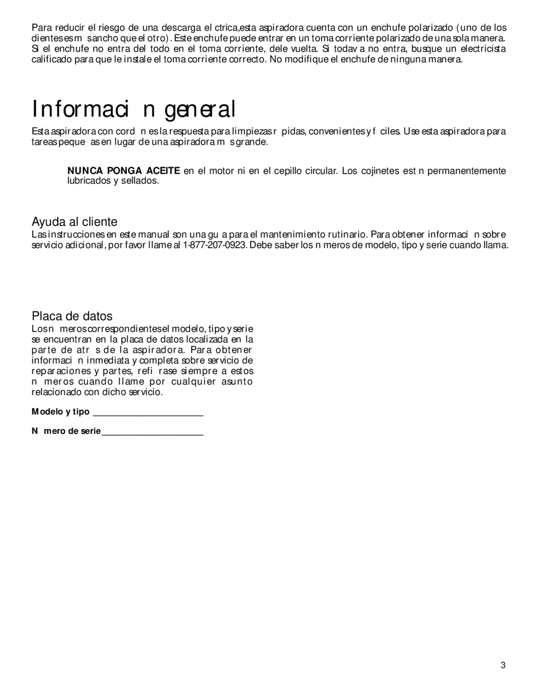 GE 71337, 106687 warranty Información general, Ayuda al cliente, Placa de datos 