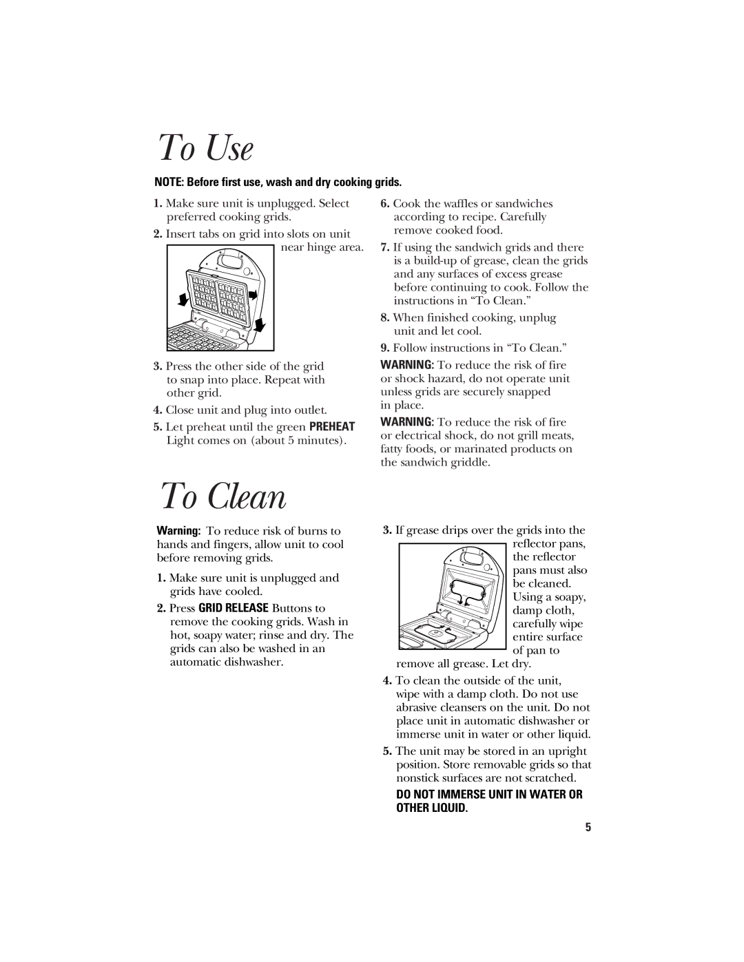 GE 106748 manual To Use, To Clean 