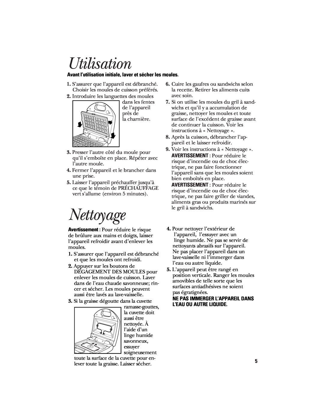 GE 106748 manual Utilisation, Nettoyage 
