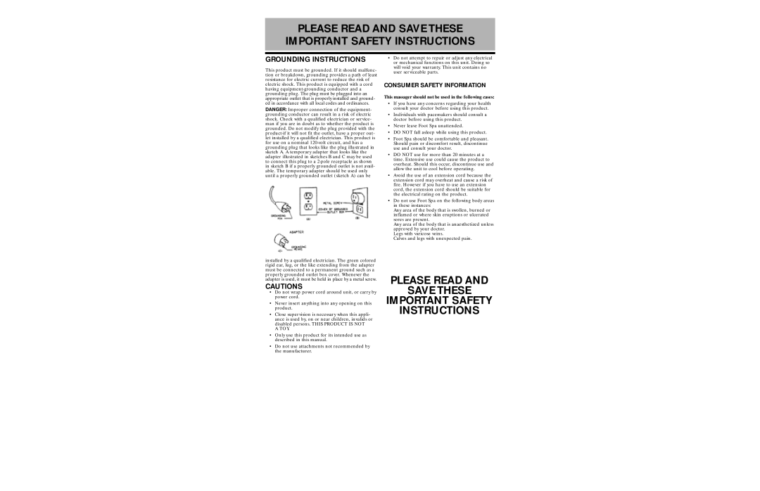 GE 106754 warranty Grounding Instructions, Consumer Safety Information, Toy 