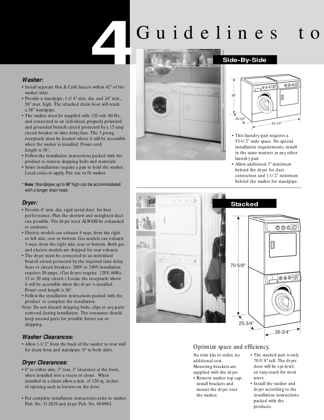 GE 14-T029, 14-A008, 14-A037 manual I d e l i n e s t o, Side-By-Side, Stacked 