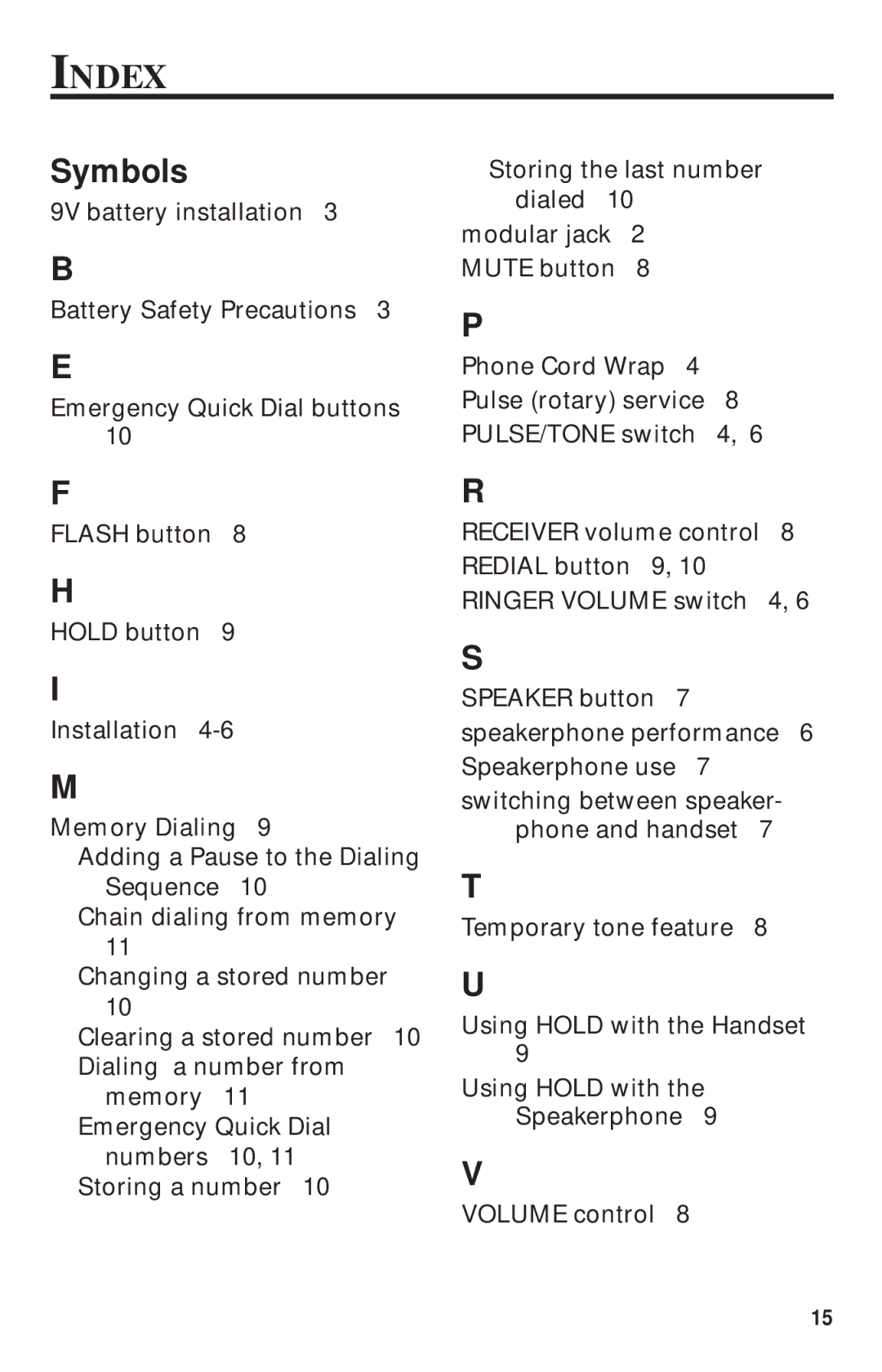 GE 15-Feb manual Index, Symbols 