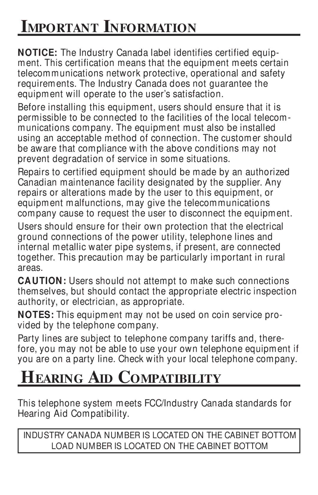 GE 15-Feb manual Important Information, Hearing AID Compatibility 