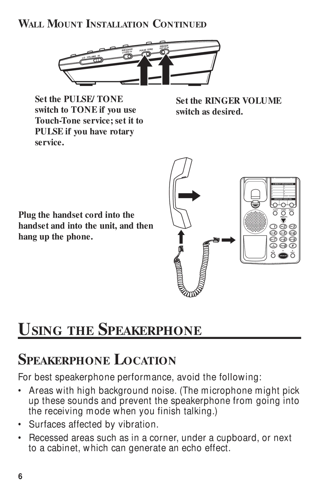 GE 15-Feb manual Using the Speakerphone, Speakerphone Location 