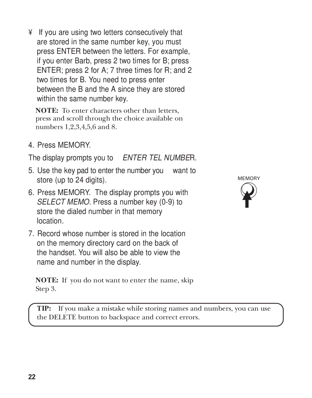 GE 15362520 manual Memory 