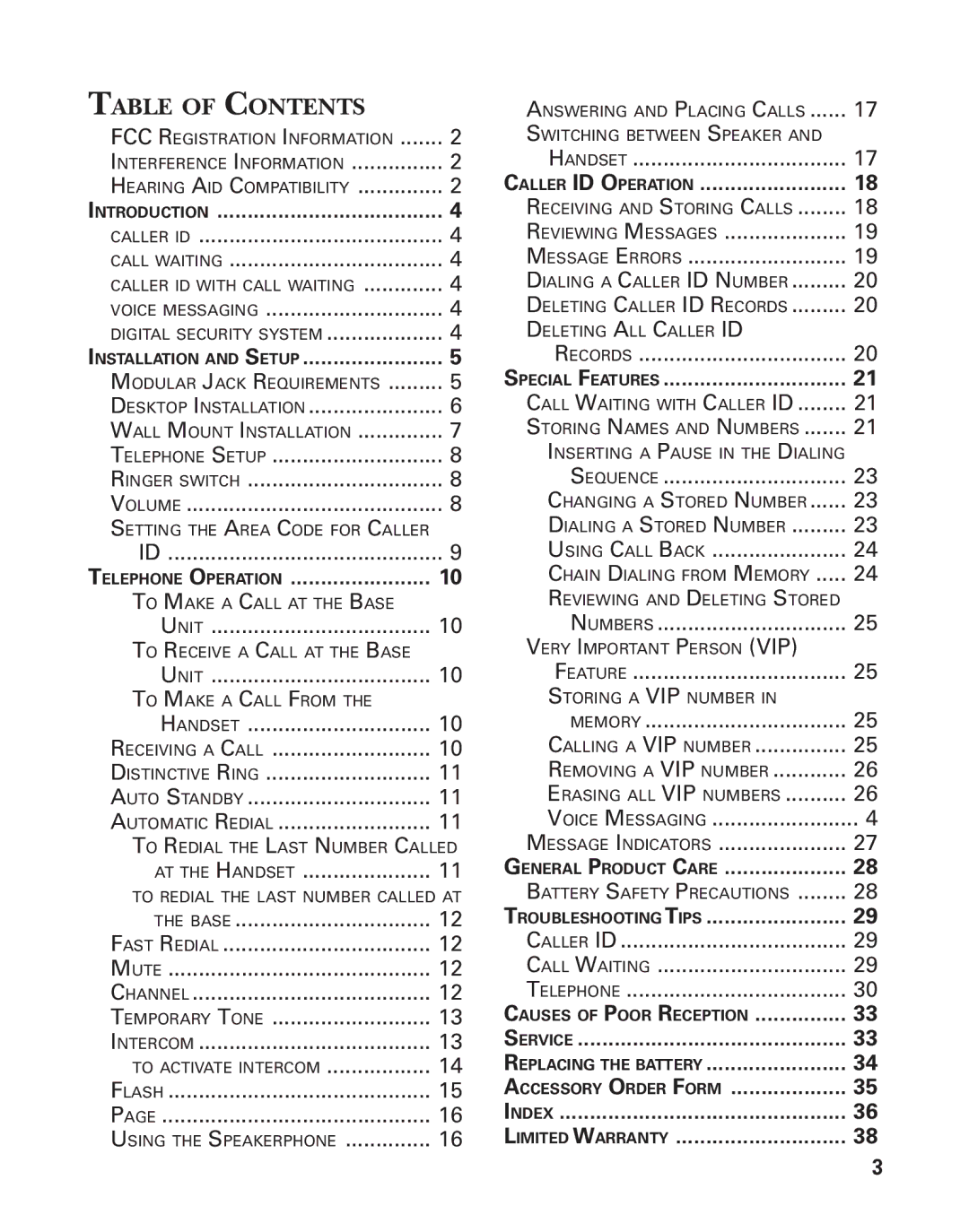 GE 15362520 manual Table of Contents 