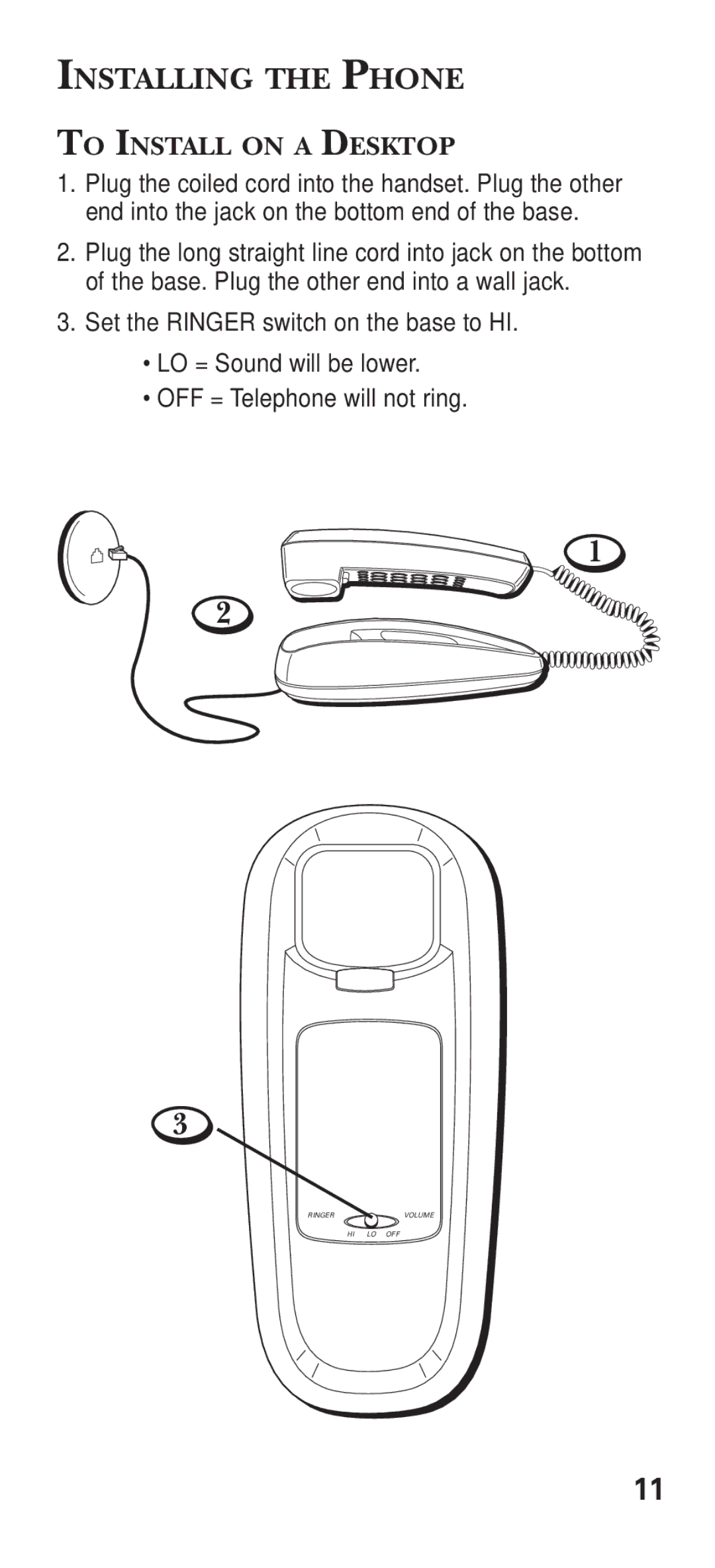 GE 15381860 manual Installing the Phone, To Install on a Desktop 