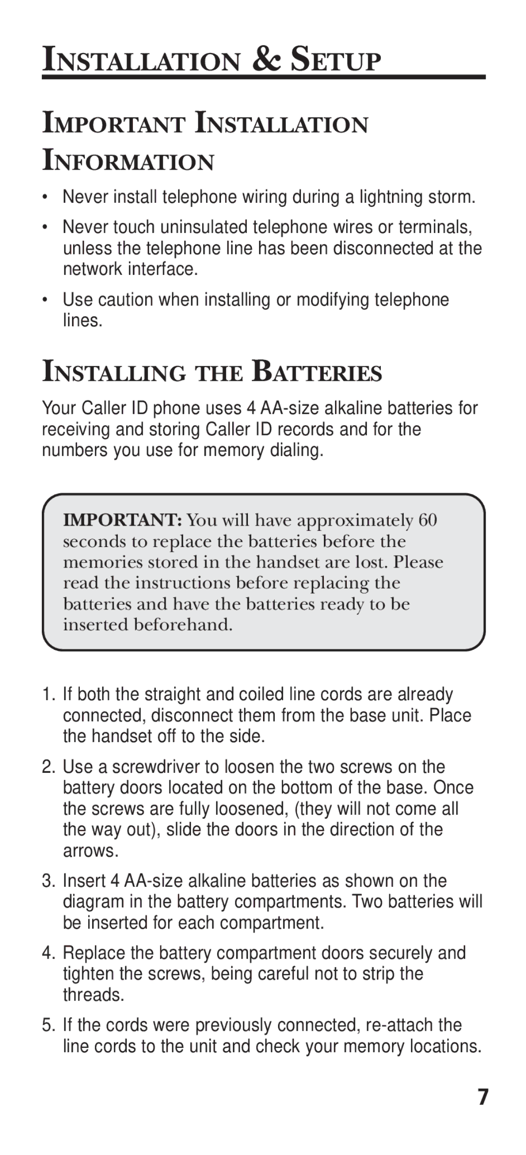 GE 15381860 manual Installation & Setup, Important Installation Information, Installing the Batteries 