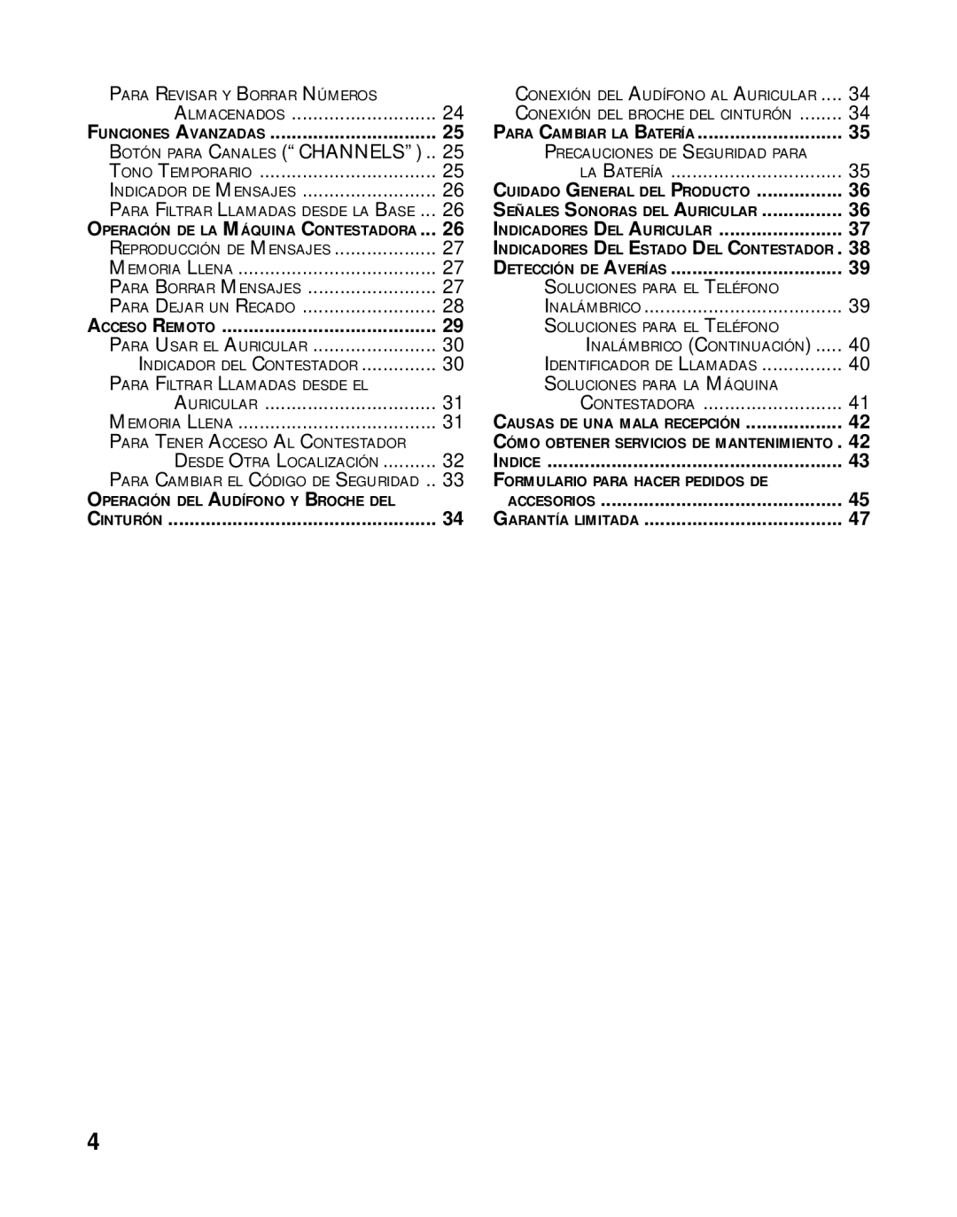 GE 15433020 manual Indicadores DEL Auricular 