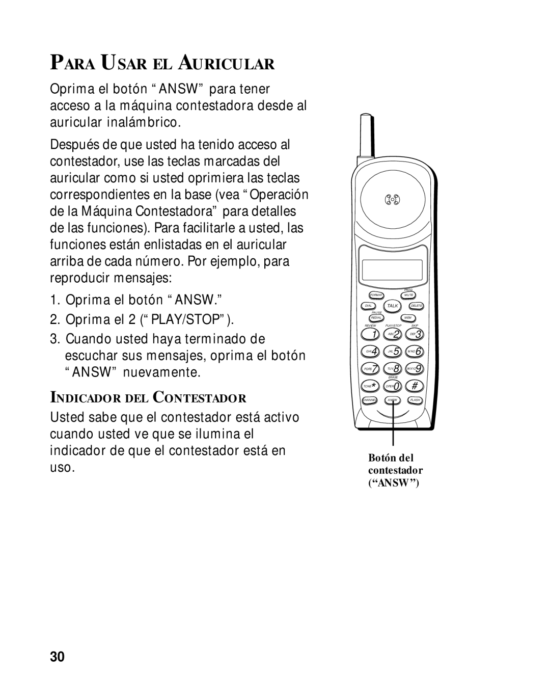 GE 15433020 manual Para Usar EL Auricular 