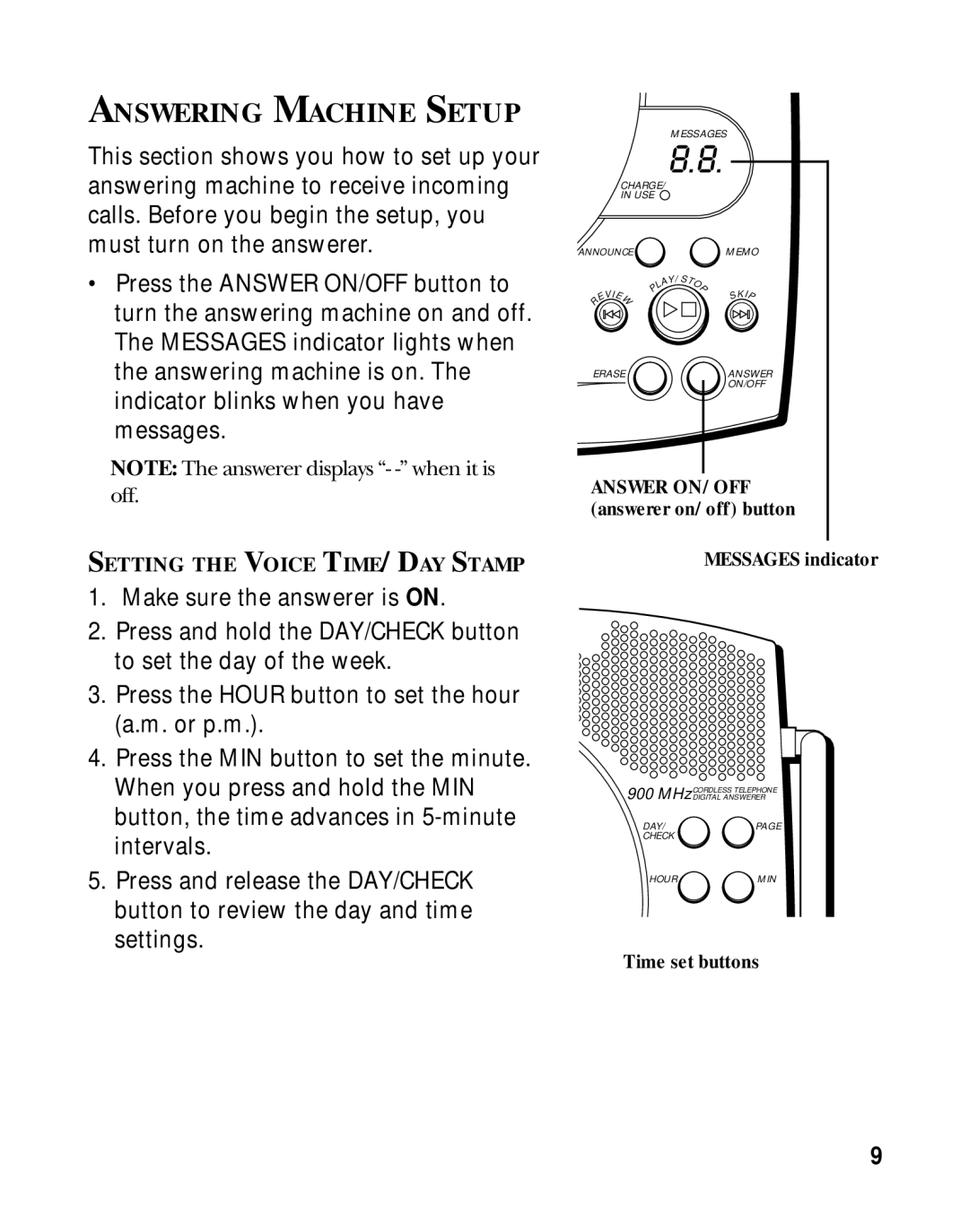 GE 15433020 manual Answering Machine Setup 