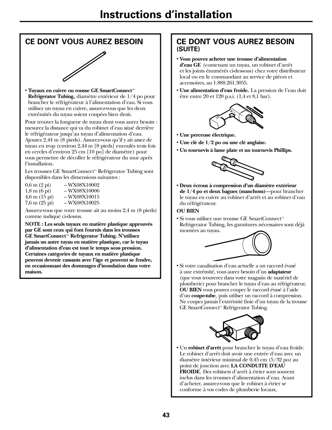 GE 16, 17, 18 operating instructions CE Dont Vous Aurez Besoin, Suite 