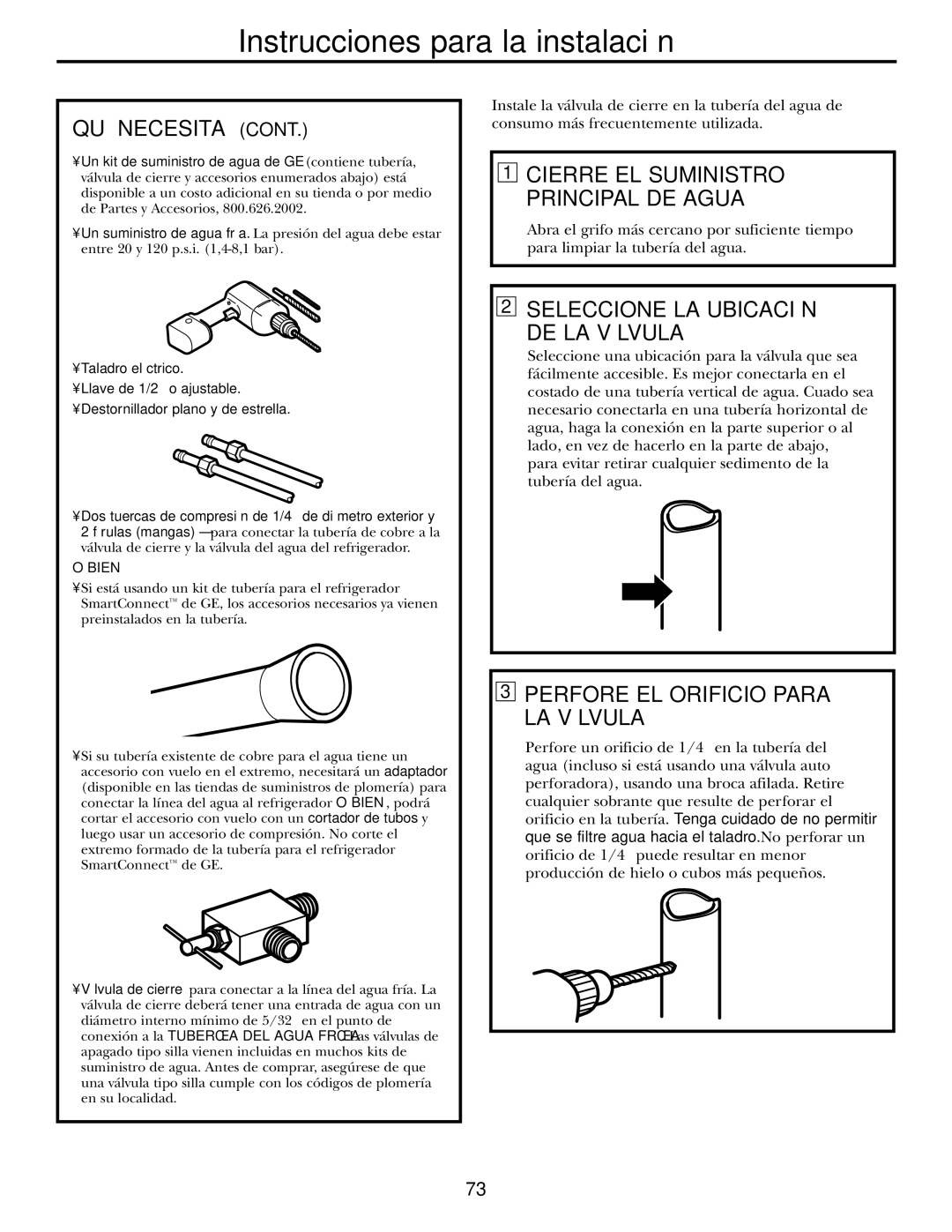 GE 16, 17, 18 operating instructions Seleccione LA Ubicación DE LA Válvula, Perfore EL Orificio Para LA Válvula 