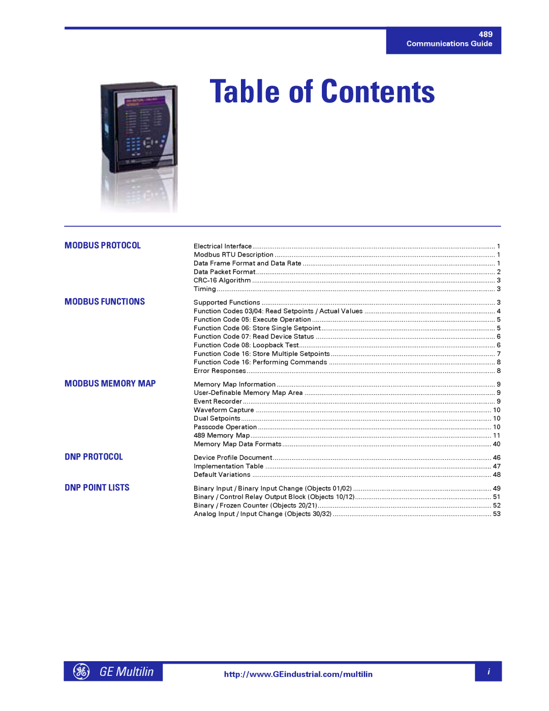 GE 1601-0149-A2 manual Table of Contents 