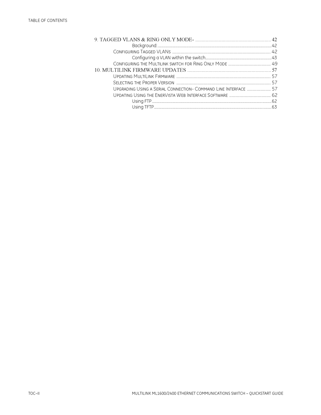 GE 1601-9026-A3 quick start Tagged Vlans & Ring only Mode 