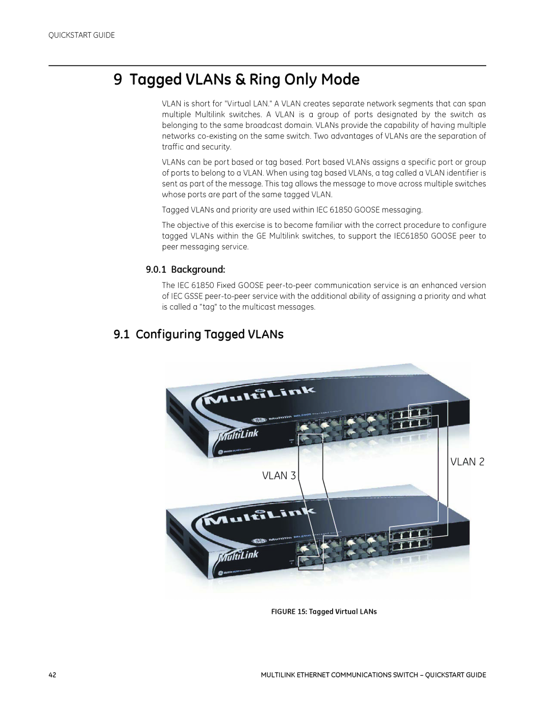 GE 1601-9026-A3 quick start Tagged VLANs & Ring Only Mode, Configuring Tagged VLANs, Background 