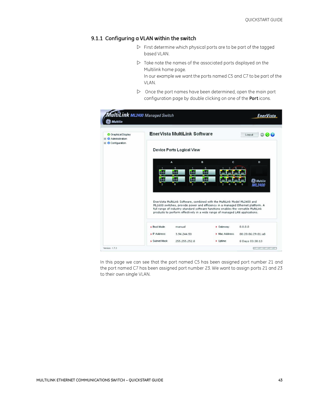 GE 1601-9026-A3 quick start Configuring a Vlan within the switch 