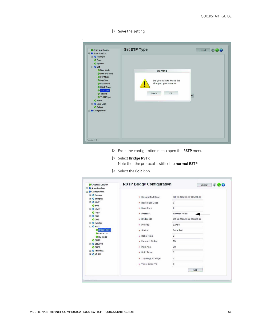 GE 1601-9026-A3 quick start Select Bridge Rstp 