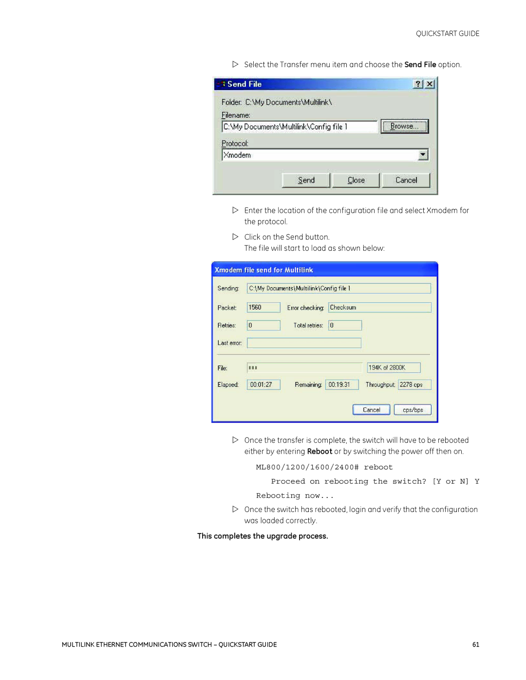 GE 1601-9026-A3 quick start This completes the upgrade process 