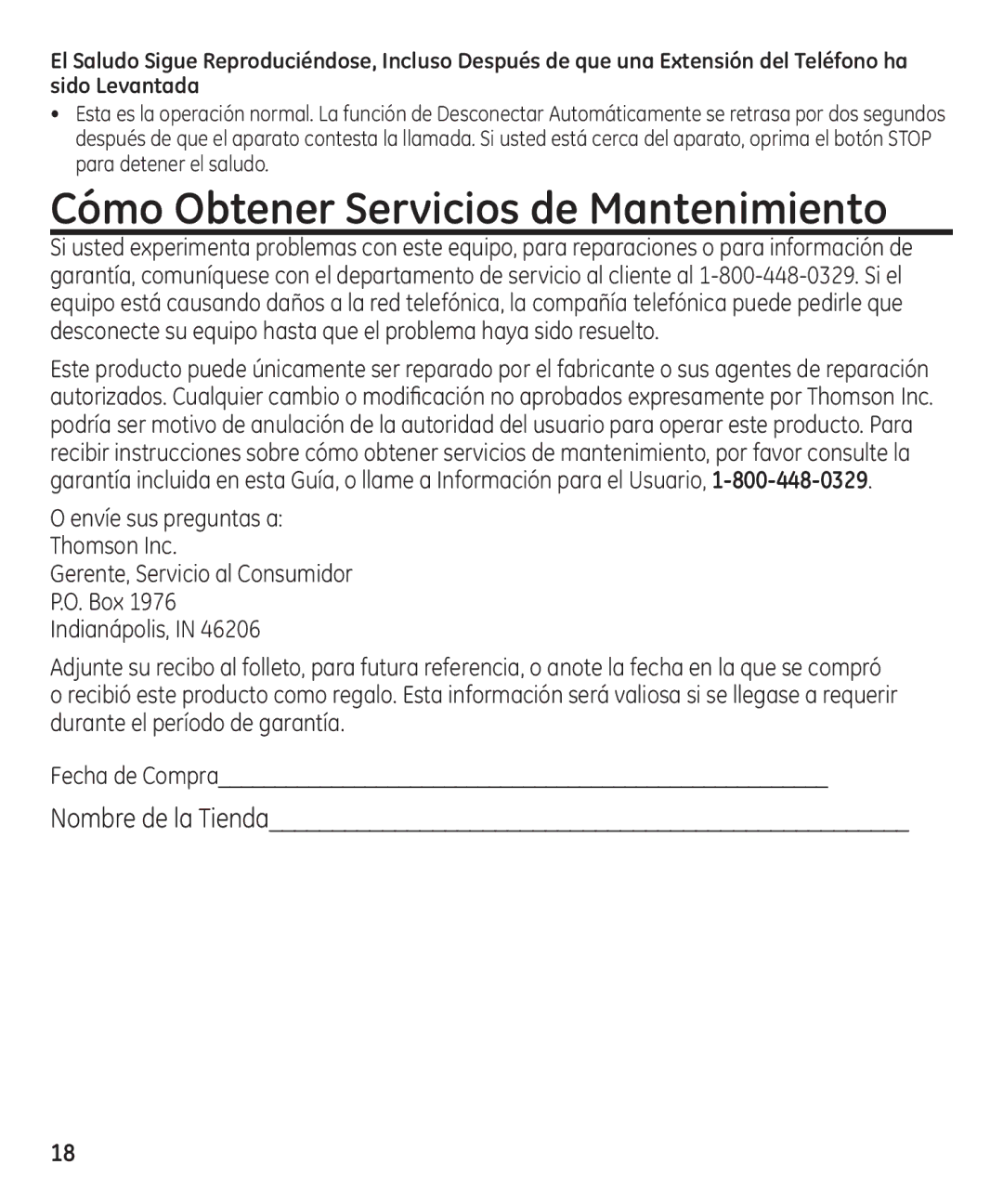 GE 16174120 manual Cómo Obtener Servicios de Mantenimiento, Envíe sus preguntas a Thomson Inc 