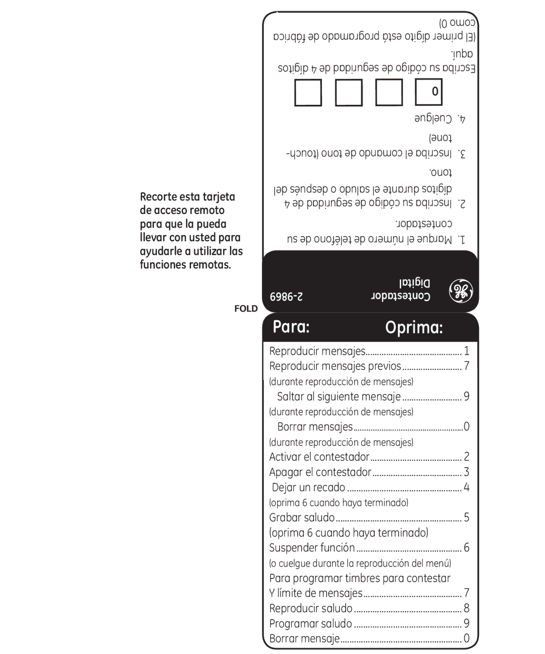 GE 16174120 manual Aquí, Tone, Tono, Saltar al siguiente mensaje, Oprima 6 cuando haya terminado 