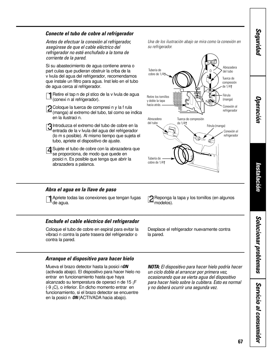 GE 16207744P008 owner manual Conecte el tubo de cobre al refrigerador, Abra el agua en la llave de paso 