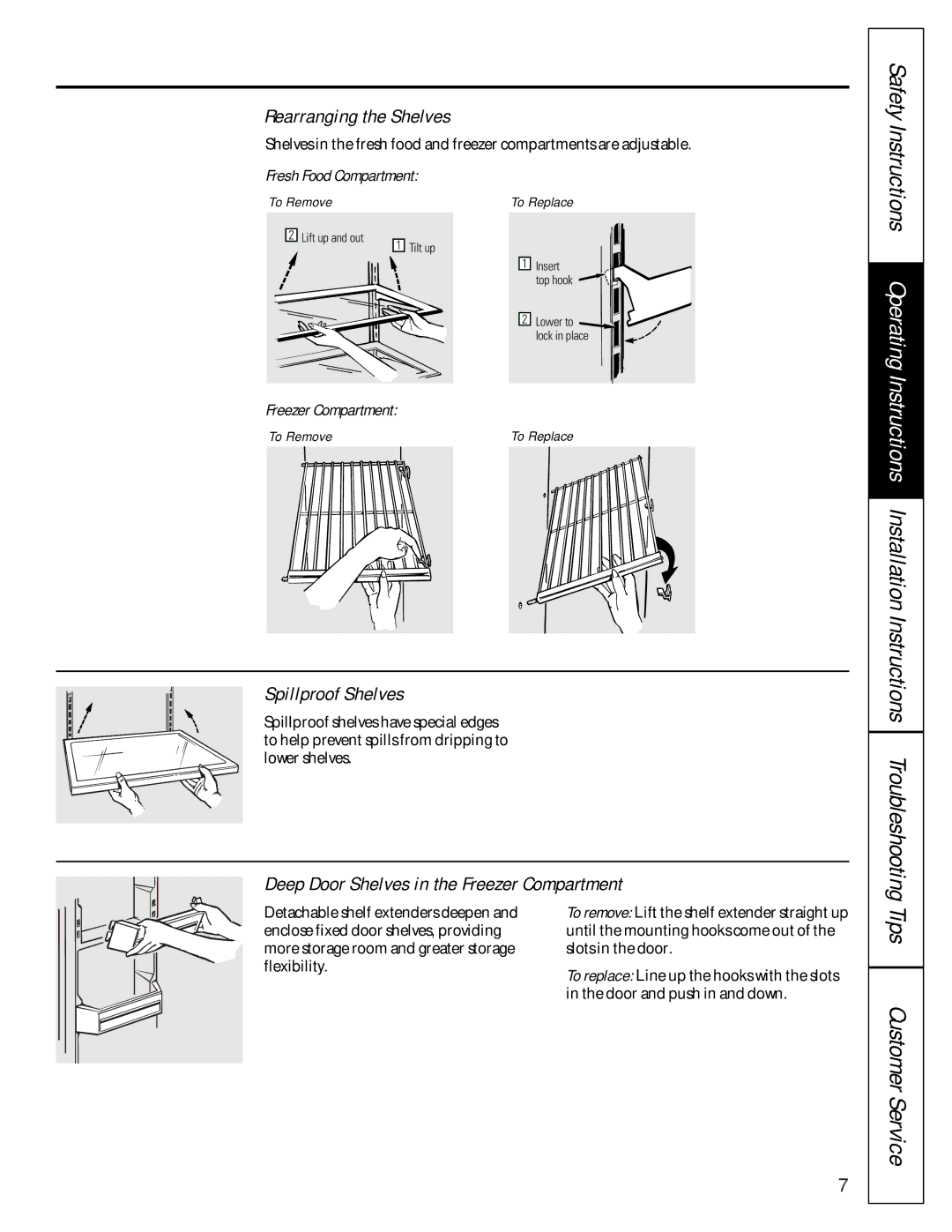 GE 16207744P008 Operating, Instructions Installation Instructions Troubleshooting Tips, Rearranging the Shelves 