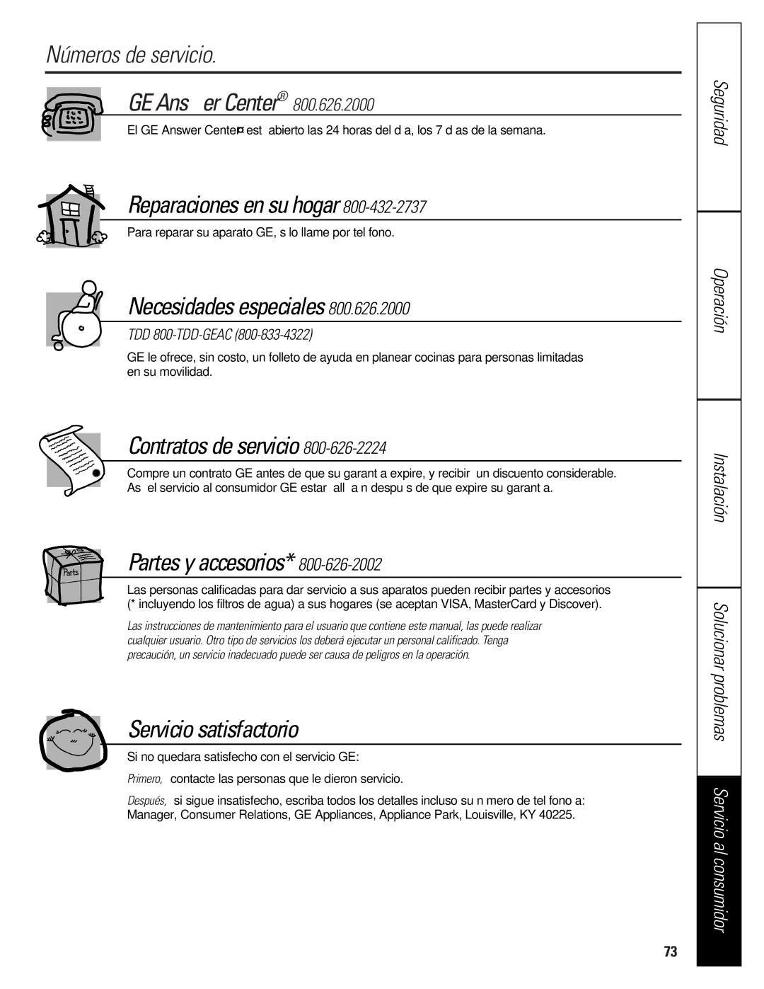 GE 16207744P008 owner manual Números de servicio 