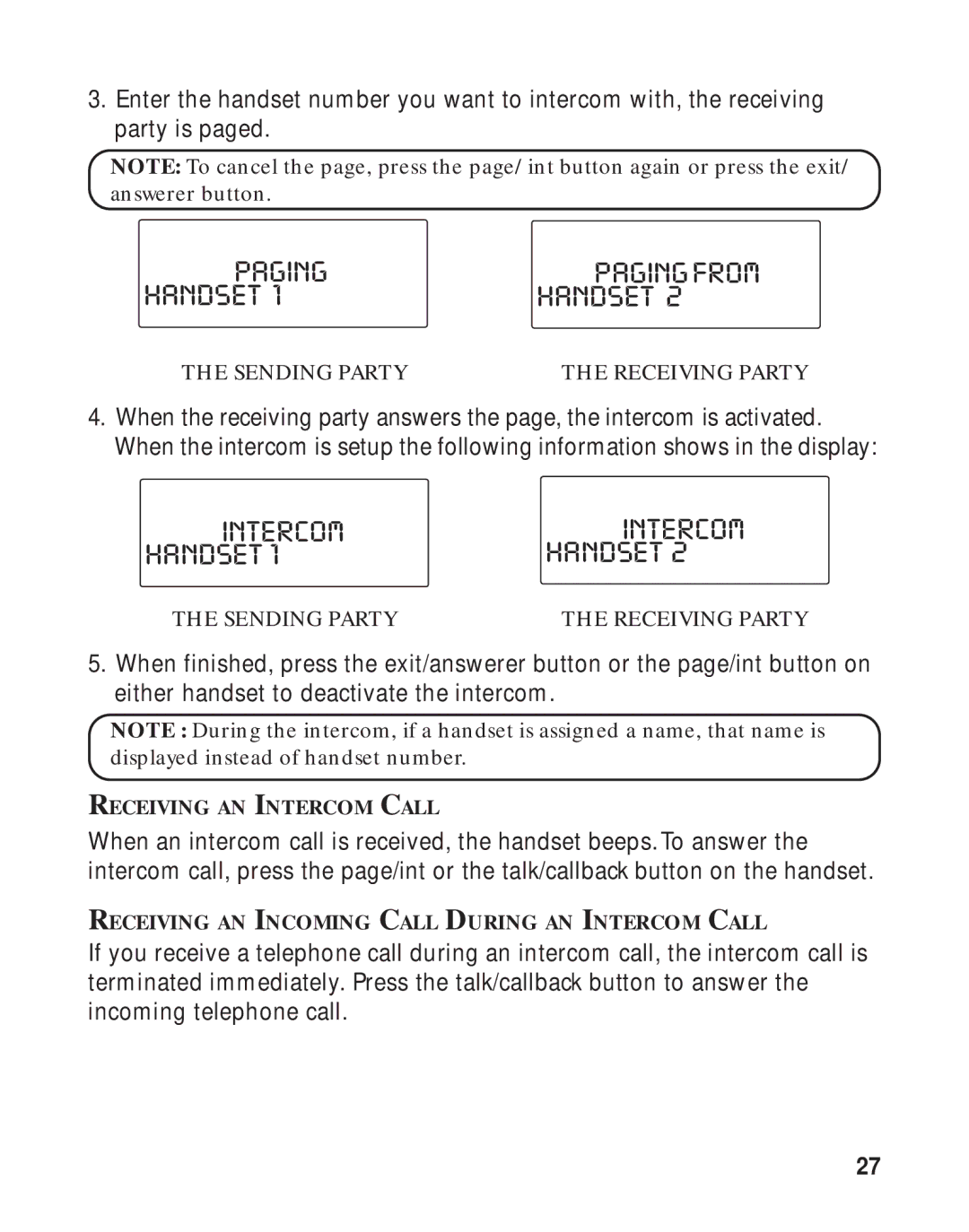 GE 16223870 manual Paging Pagingfrom Handset, Sending Party 