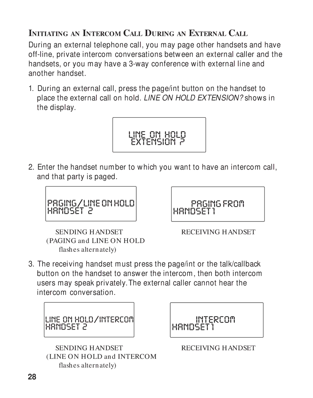 GE 16223870 manual Paging/Lineonhold, Handset HANDSET1 