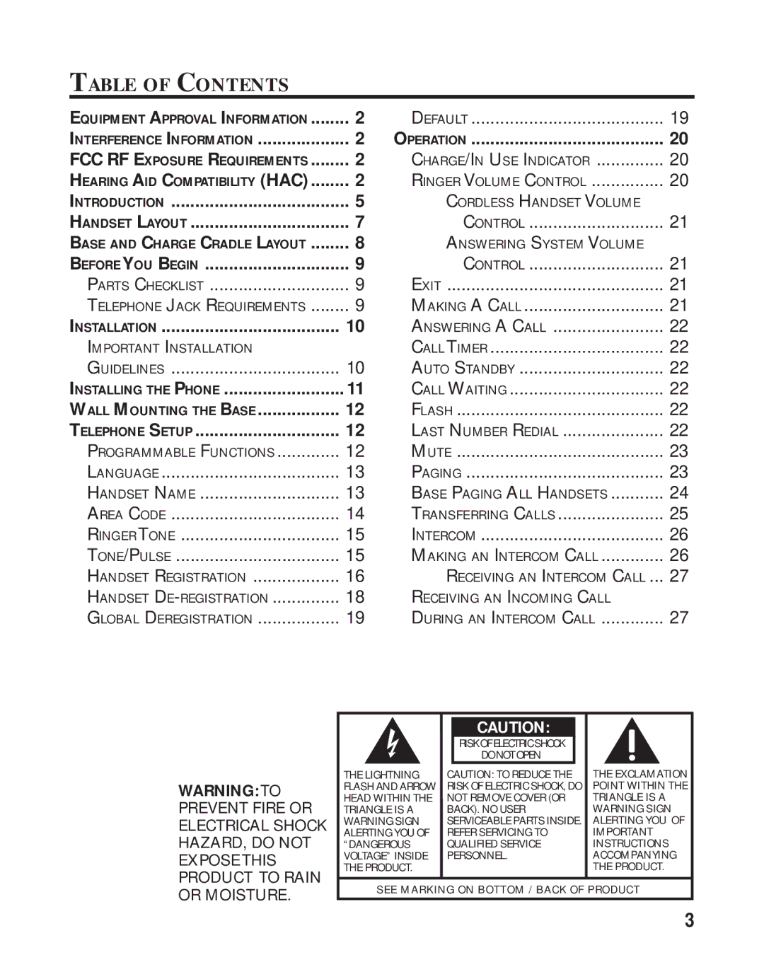 GE 16223870 manual Table of Contents 