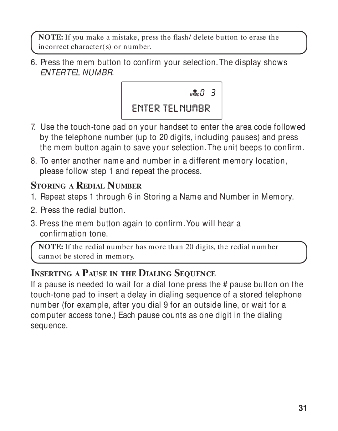 GE 16223870 manual Enter Telnumbr 