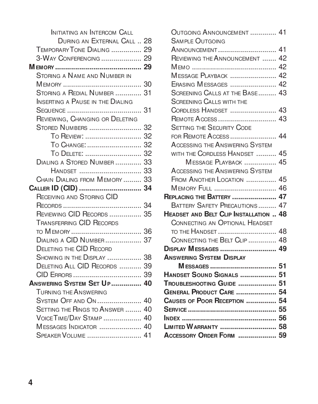 GE 16223870 manual Caller ID CID 